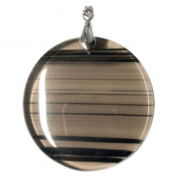 Pendentif en Obsidienne à Lamelles Rond