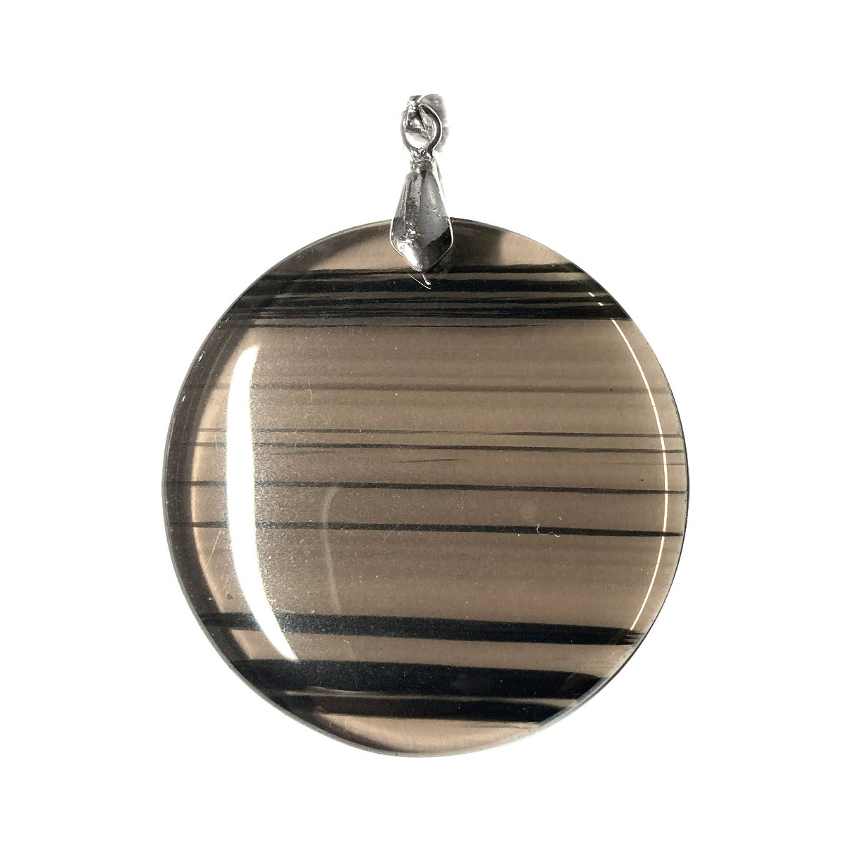 Pendentif en Obsidienne à Lamelles Rond