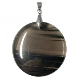 Pendentif Rond en Obsidienne à Lamelles