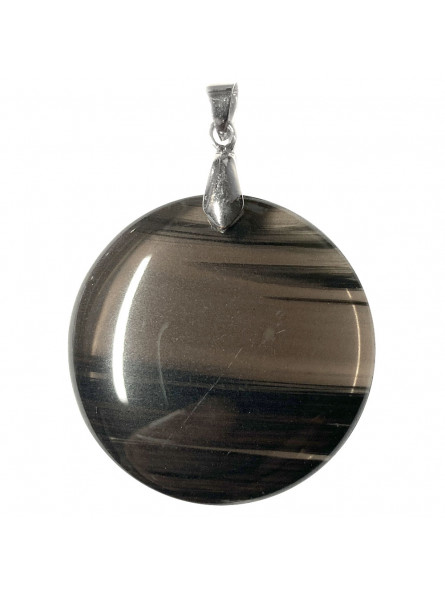 Pendentif Rond en Obsidienne à Lamelles