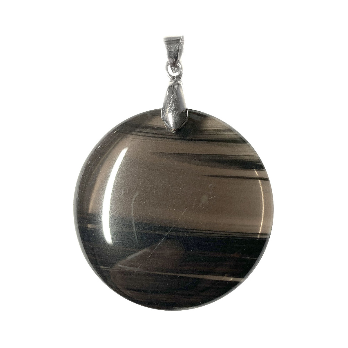 Pendentif Rond en Obsidienne à Lamelles