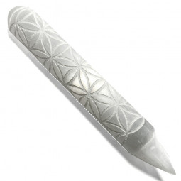 Bâton de massage en Sélénite et Fleur de Vie