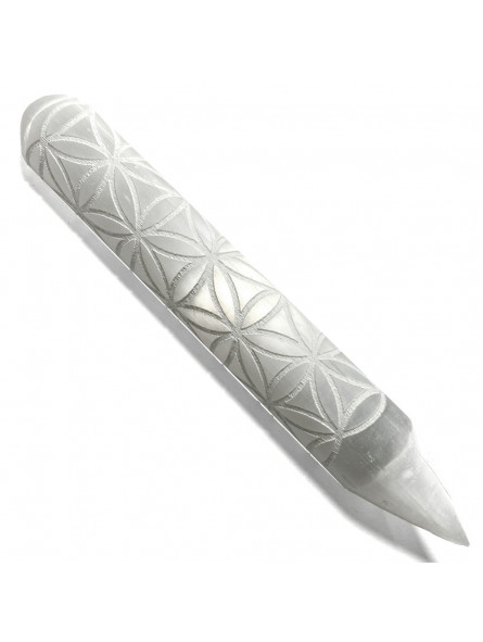 Bâton de massage en Sélénite et Fleur de Vie