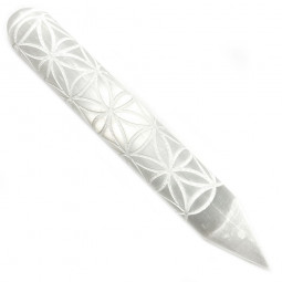 Bâton de massage en Sélénite et Fleur de Vie