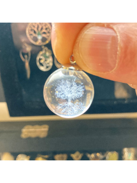 Pendentif Boule en Cristal de Roche - Arbre de Vie