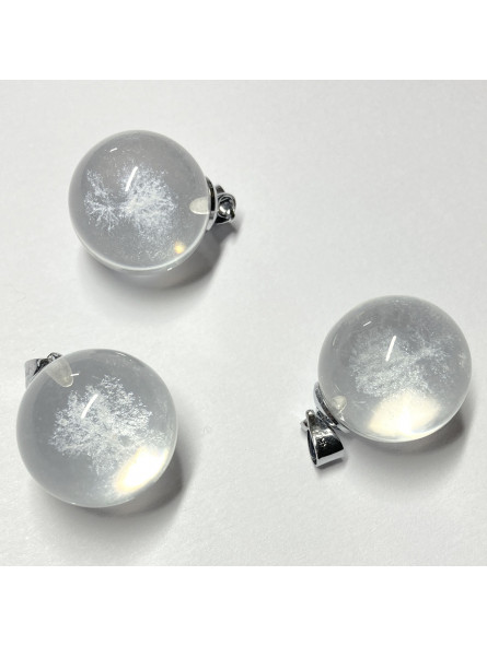 Pendentif Boule en Cristal de Roche - Arbre de Vie