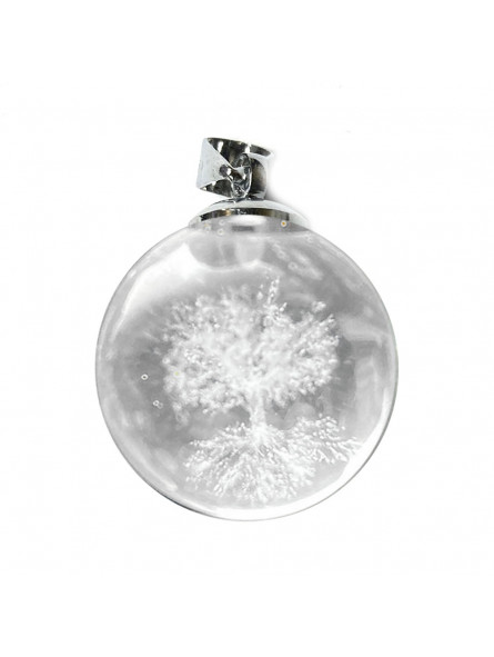 Pendentif Boule en Cristal de Roche - Arbre de Vie
