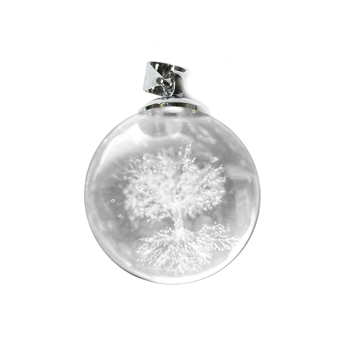 Pendentif Boule en Cristal de Roche - Arbre de Vie