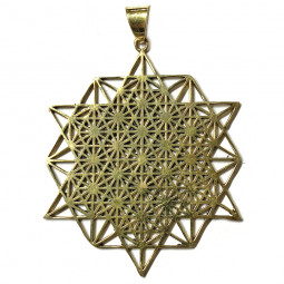 Pendentif Fleur de Vie Étoilée / Merkaba en Bronze