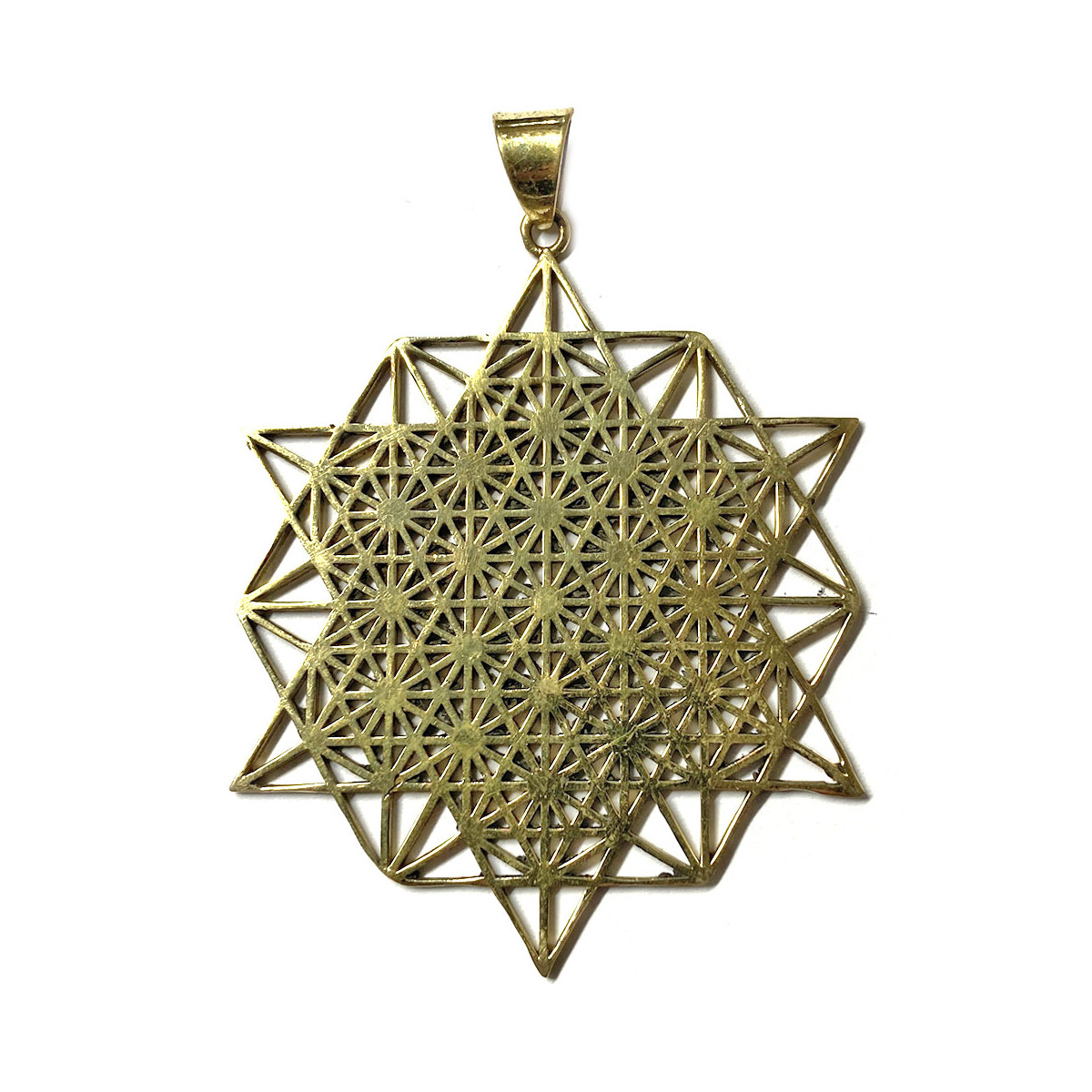 Pendentif Fleur de Vie Étoilée / Merkaba en Bronze