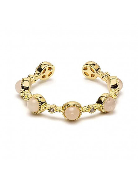 Bague en laiton et Quartz Rose