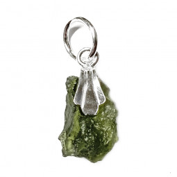 Pendentif en Moldavite Brute & Argent