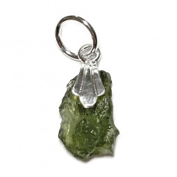 Pendentif en Moldavite Brute & Argent