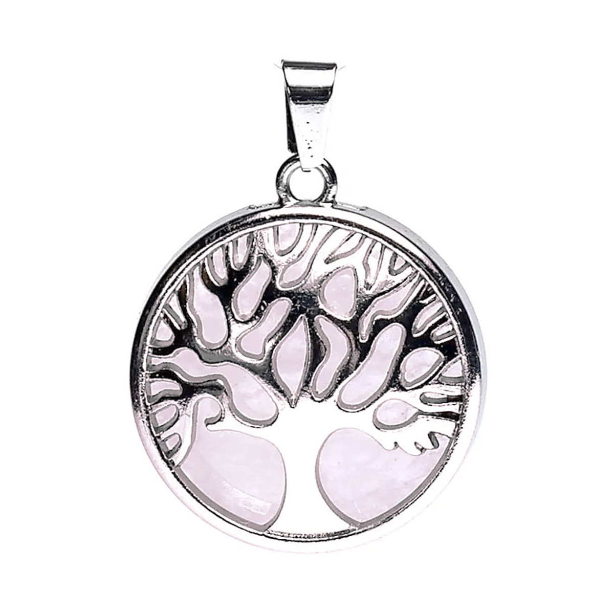 Pendentif Arbre de Vie Avec Quartz Rose