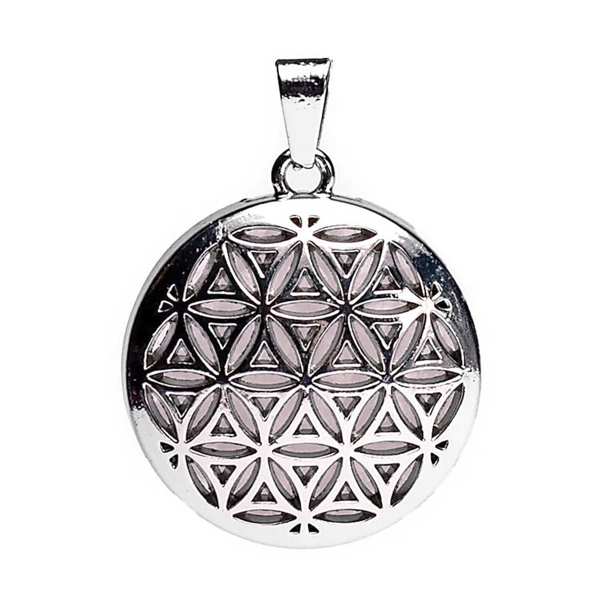 Pendentif Fleur de vie Avec Quartz Rose