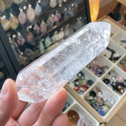 Pointe en Cristal de Roche Polie Biterminée - 248 Grammes