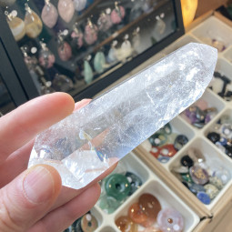 Pointe en Cristal de Roche Polie Biterminée - 248 Grammes