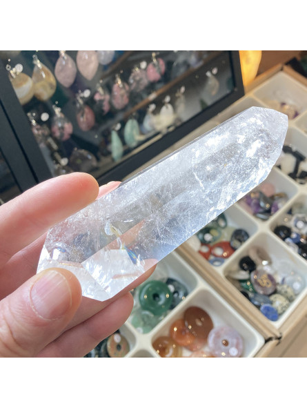 Pointe en Cristal de Roche Polie Biterminée - 248 Grammes