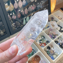 Pointe en Cristal de Roche Polie Biterminée - 248 Grammes