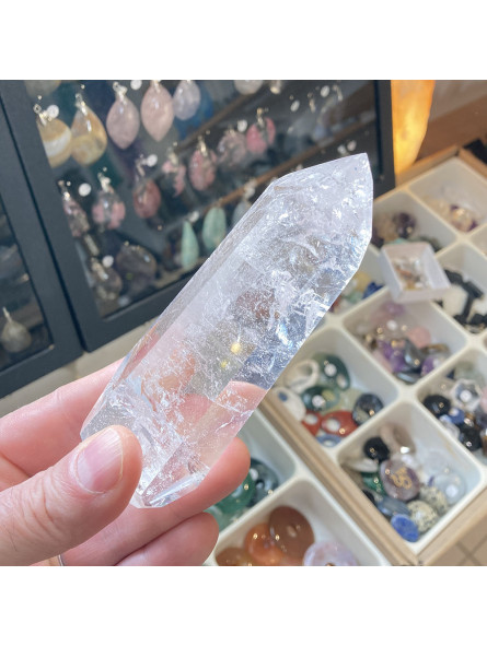 Pointe en Cristal de Roche Polie Biterminée - 248 Grammes