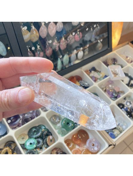 Pointe en Cristal de Roche Polie Biterminée - 248 Grammes