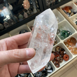 Pointe en Cristal de Roche Polie Biterminée - 395 Grammes