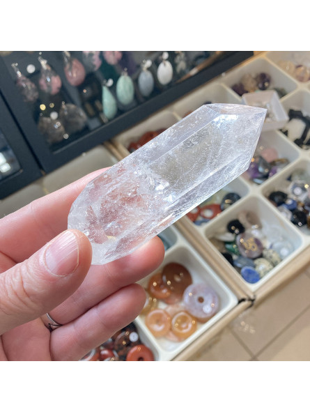 Pointe en Cristal de Roche Polie Biterminée - 150 Grammes