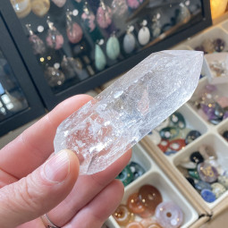 Pointe en Cristal de Roche Polie Biterminée - 150 Grammes