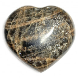 Coeur en Pierre de Lune Noire 160 grammes