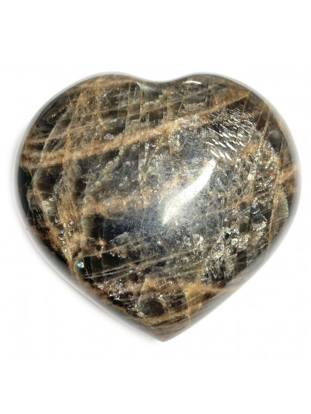 Coeur en Pierre de Lune Noire 160 grammes