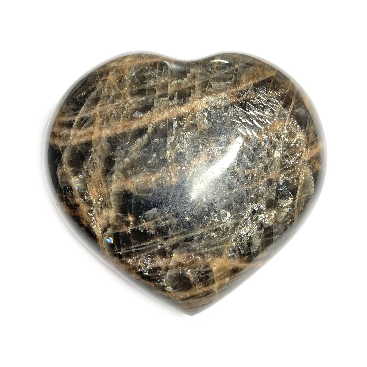 Coeur en Pierre de Lune Noire 160 grammes