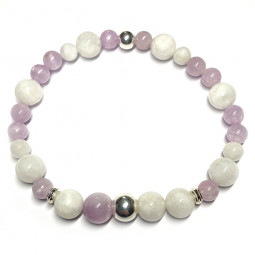 Bracelet Boules en Pierre de Lune, Kunzite & Argent