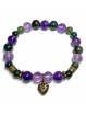 Bracelet Boules en Améthyste, Agate Mousse & Cœur bronze