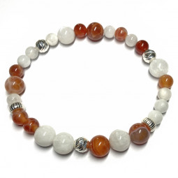 Bracelet Création en Pierre de Lune, en Agate Feu & Argent