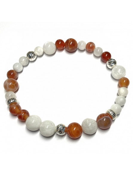 Bracelet Création en Pierre de Lune, en Agate Feu & Argent