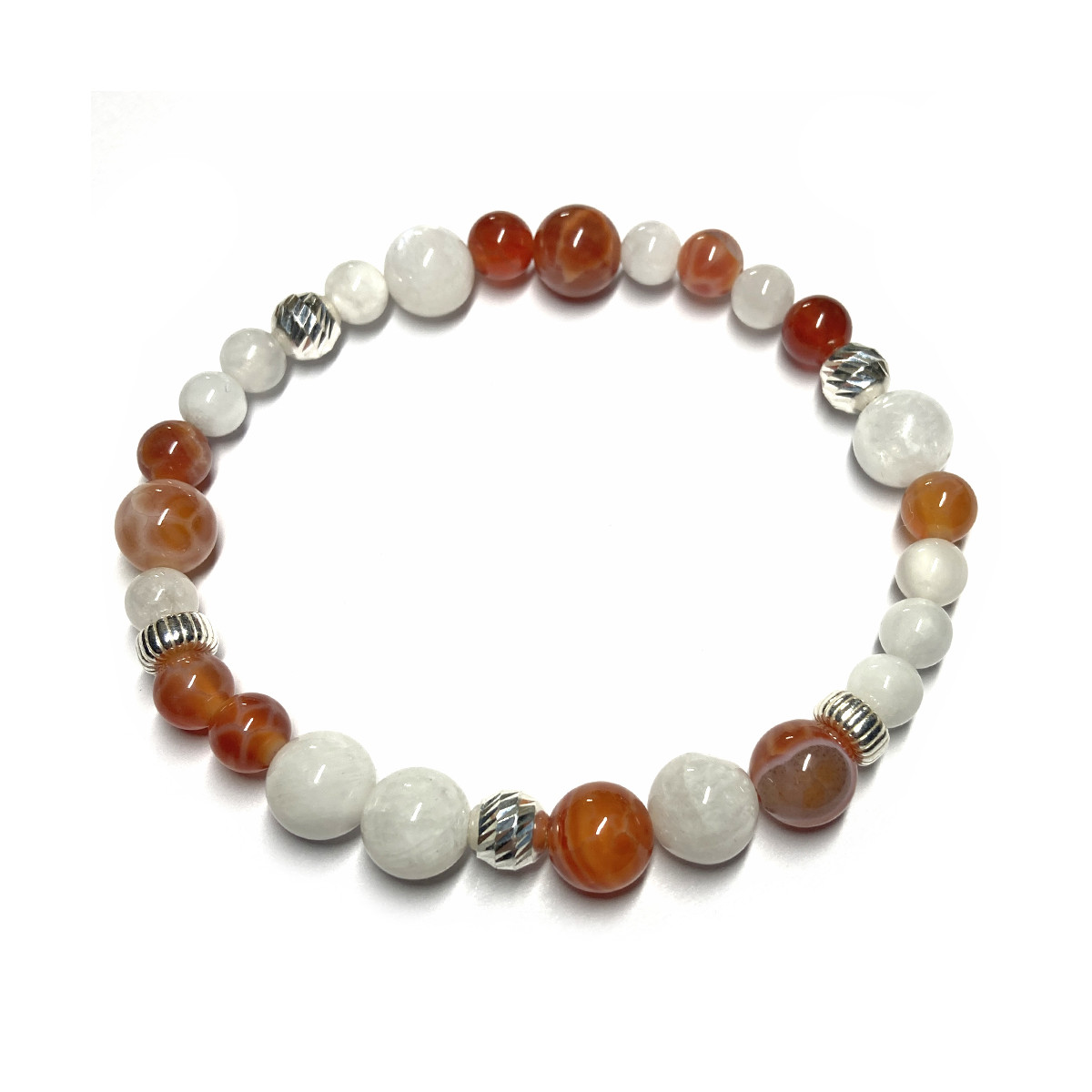 Bracelet Création en Pierre de Lune, en Agate Feu & Argent