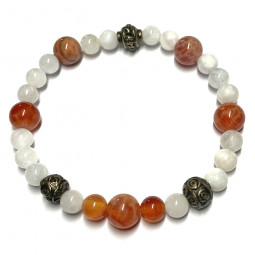 Bracelet Création Boules en Pierre de Lune & Agate Feu