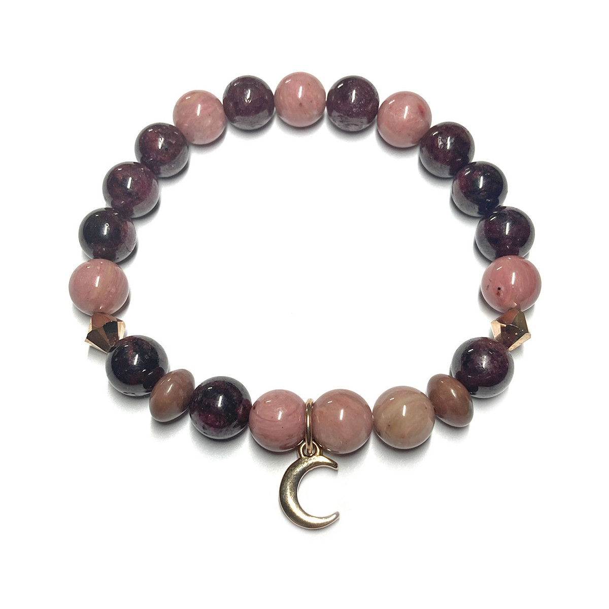Bracelet Boules Création en Rhodonite & Grenat