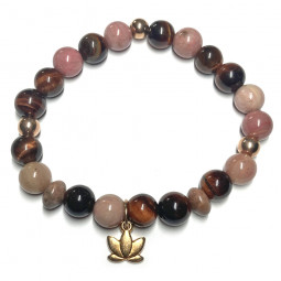 Bracelet Boules Création en Rhodonite & Œil de Taureau