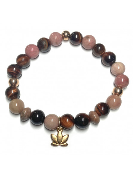 Bracelet Boules Création en Rhodonite & Œil de Taureau