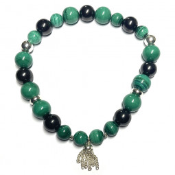 Bracelet Boules création en Malachite, Shungite & Argent 925