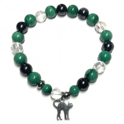 Bracelet Boules Création en Malachite, Shungite & Cristal de Roche