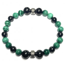 Bracelet Boules Masculin ou Mixte en Shungite & Malachite