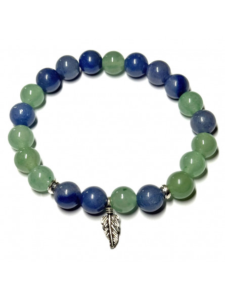 Bracelet Boules en Aventurine bleue & en Aventurine Verte