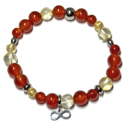 Bracelet Boules Création en Cornaline, Citrine & signe Infini