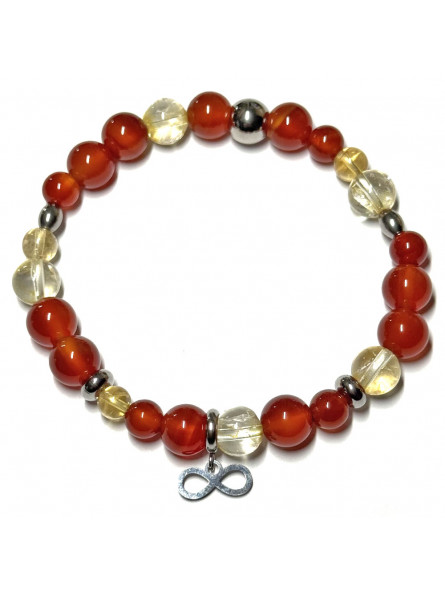 Bracelet Boules Création en Cornaline, Citrine & signe Infini