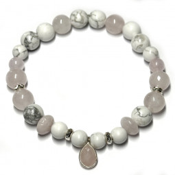 Bracelet Boules Création en Quartz Rose & en Howlite