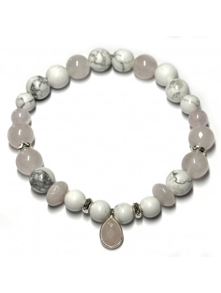 Bracelet Boules Création en Quartz Rose & en Howlite