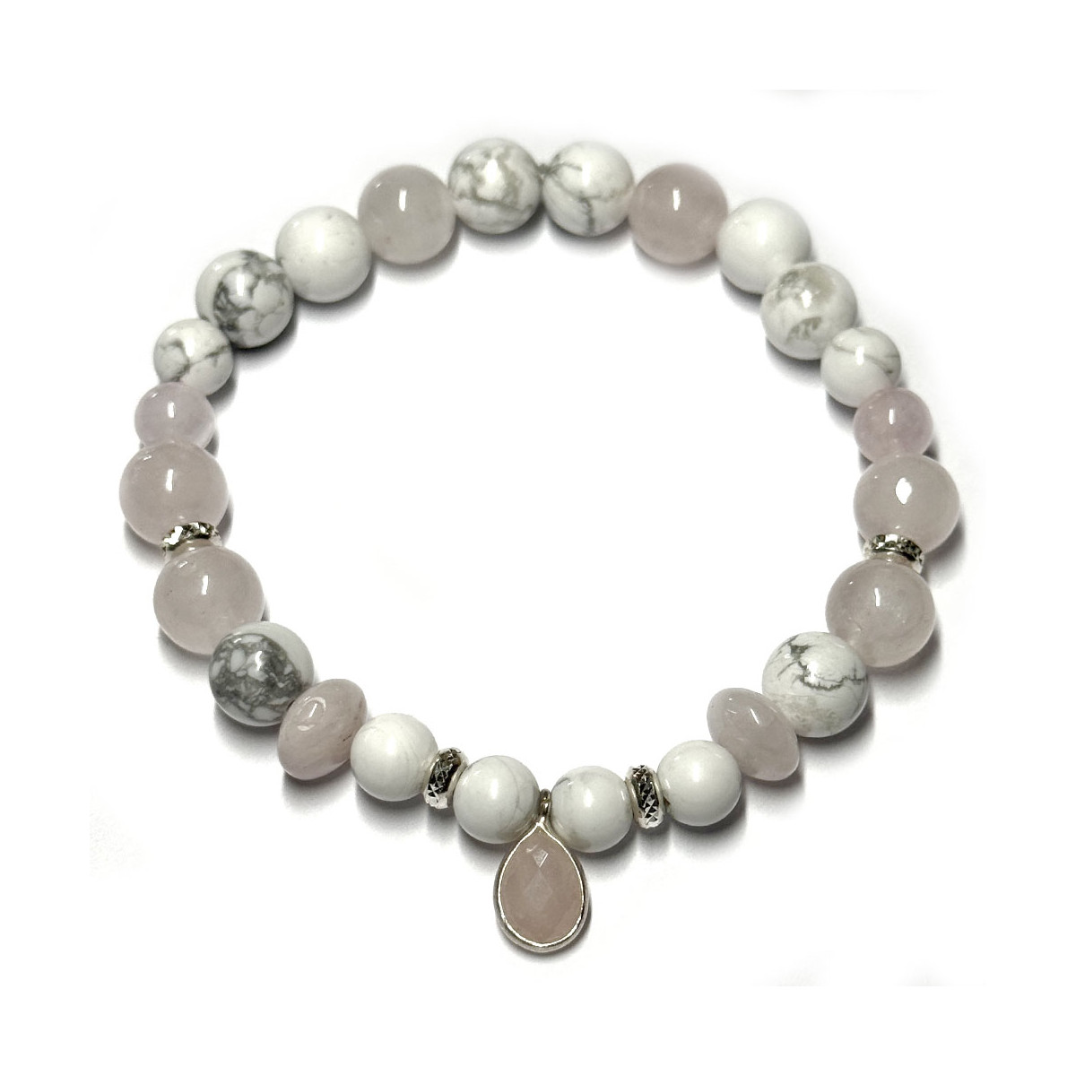 Bracelet Boules Création en Quartz Rose & en Howlite