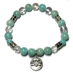 Bracelet Boules Création en Amazonite & Cristal de Roche